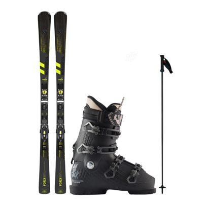 Schiuri Rossignol Forza 50° V-CAM Konect + legături NX 12 K GW B80 BLK + clăpari de schi Rossignol ALLTRACK PRO 100 MV + bețe